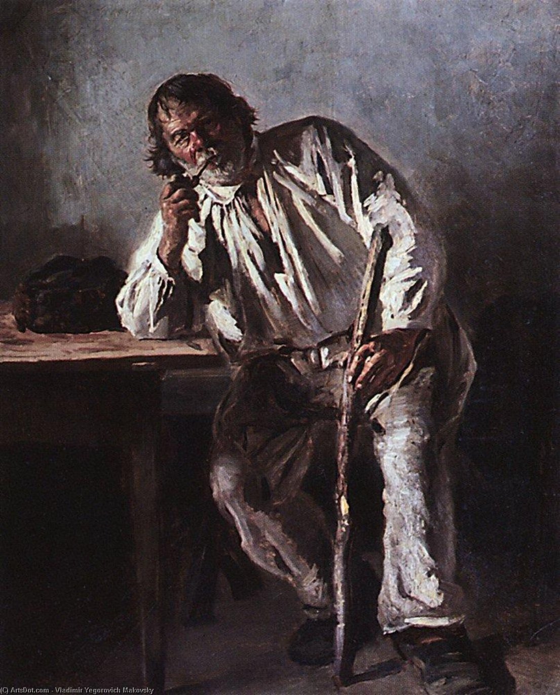 Old Man With A Pipe — Vladimir Yegorovich Makovsky