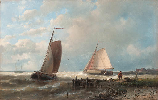 Shipping In A Choppy Estuary; And In A Calm — Abraham Hulk Senior