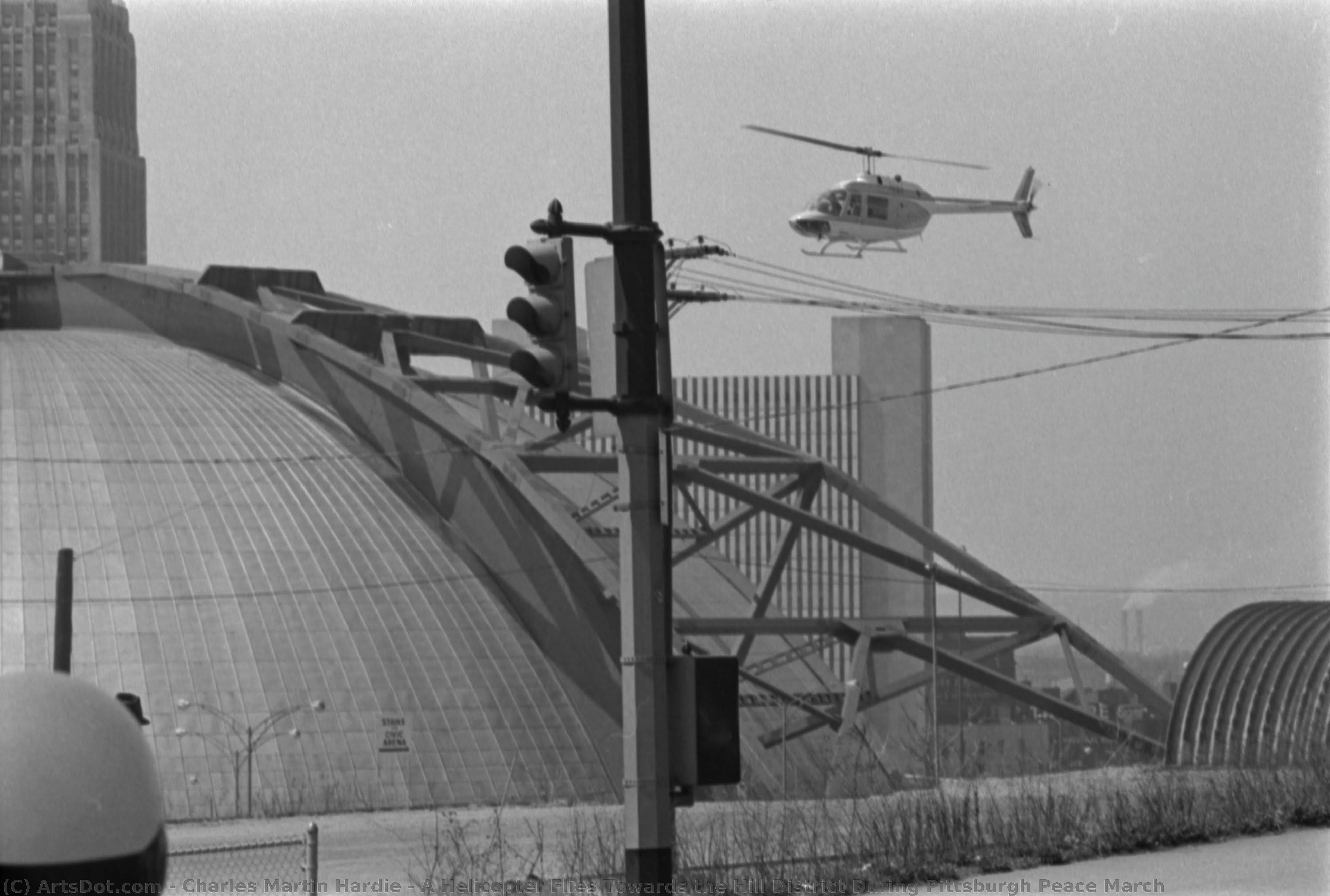 A Helicopter Flies Towards The Hill District During Pittsburgh Peace March — Charles Martin Hardie