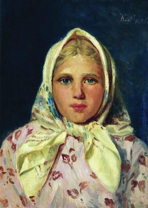 Girl In A Kerchief (portrait Of The Girl) — Konstantin Yegorovich Makovsky