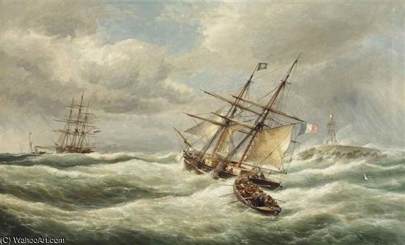 Temps Orageux, L'entrèe Du Port L'ijmuiden — Cornelis Christiaan Dommelshuizen