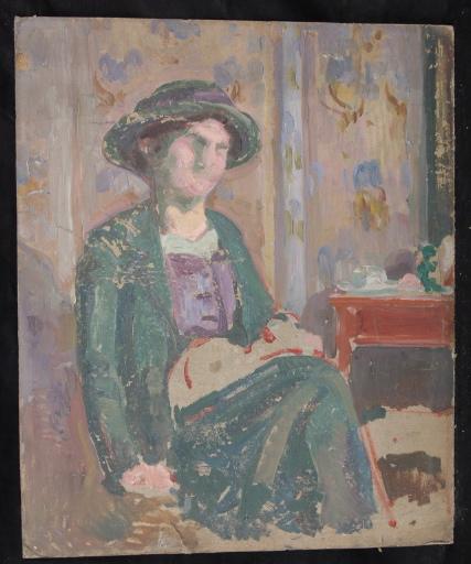 Femme Assise Portant Sur Ses Genoux Un Animal — Valentine Reyre