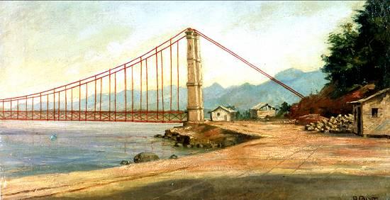 Português Ponte Pênsil Em Construção — Benedito Calixto