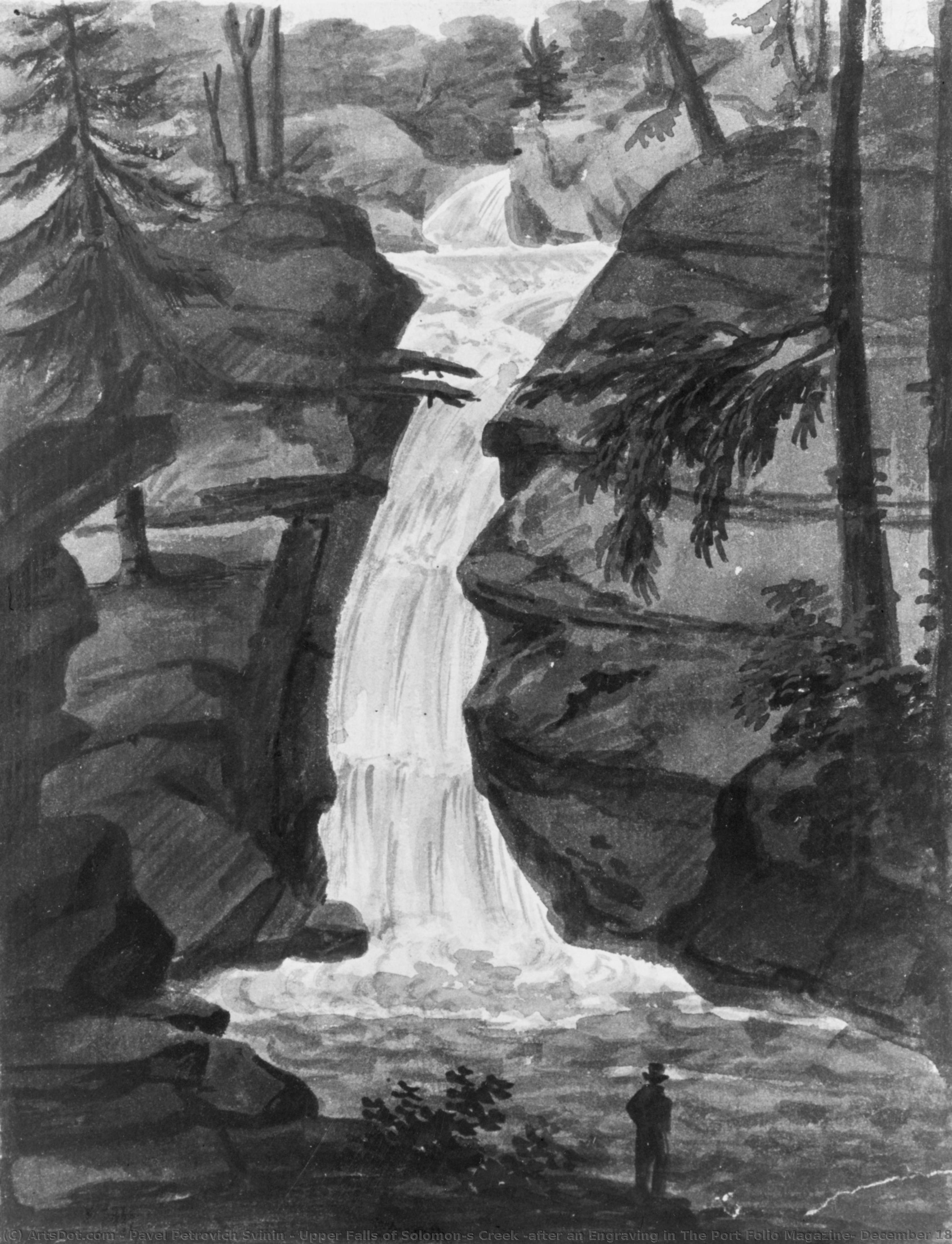 Upper Falls Of Solomon's Creek (after An Engraving In The Port Folio Magazine, December 1809) — Pavel Petrovich Svinin