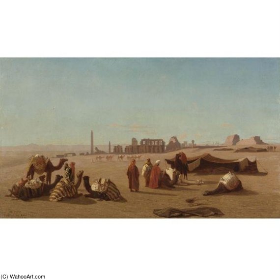 A Caravan At Rest, The Temple Of Karnak — Charles Théodore Frère Dit Frère Bey
