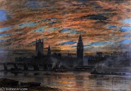 Westminster From The Surrey Bank — Joseph Arthur Palliser Severn