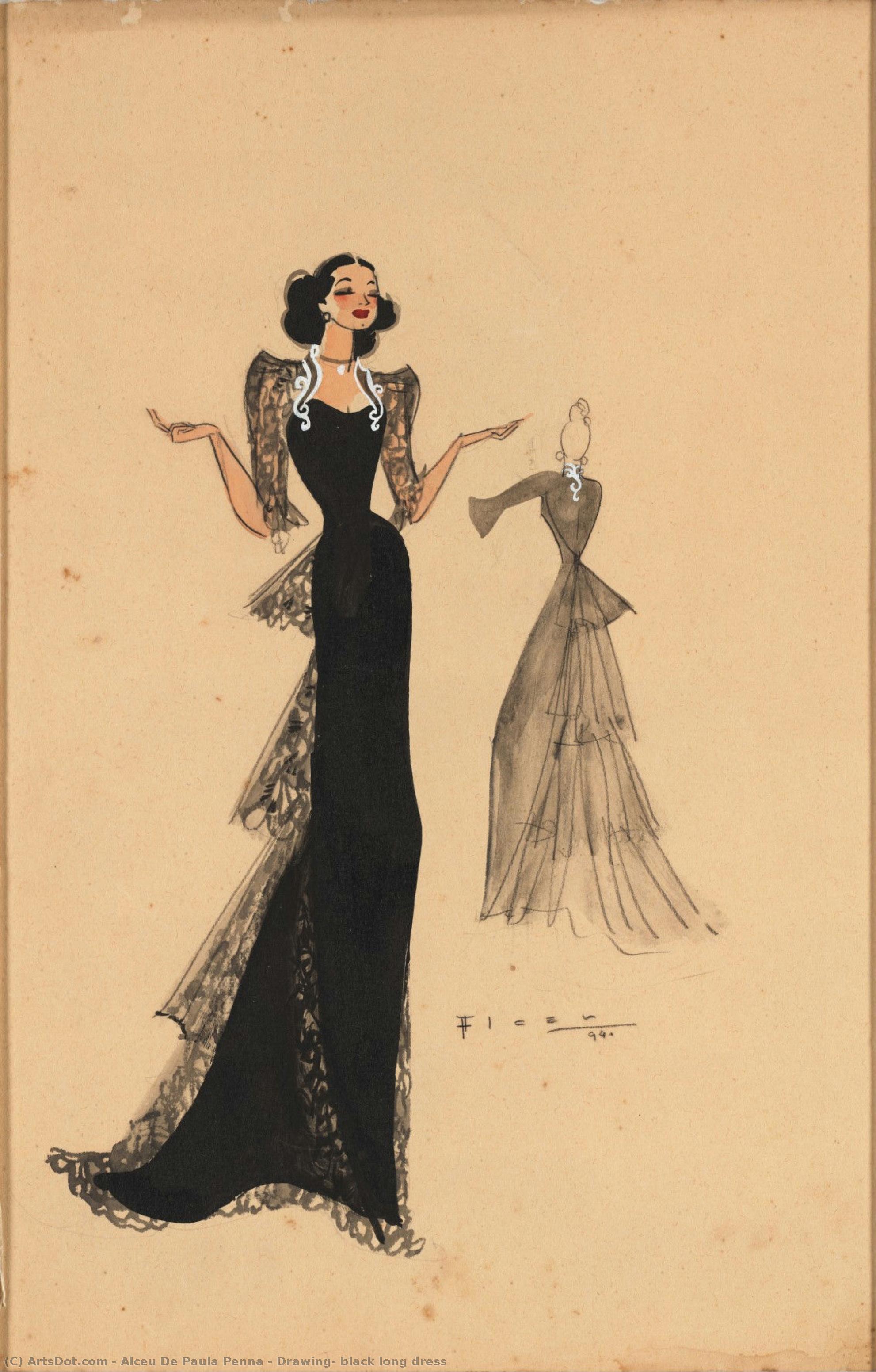 Drawing, Black Long Dress — Алсеу Де Паула Пенна