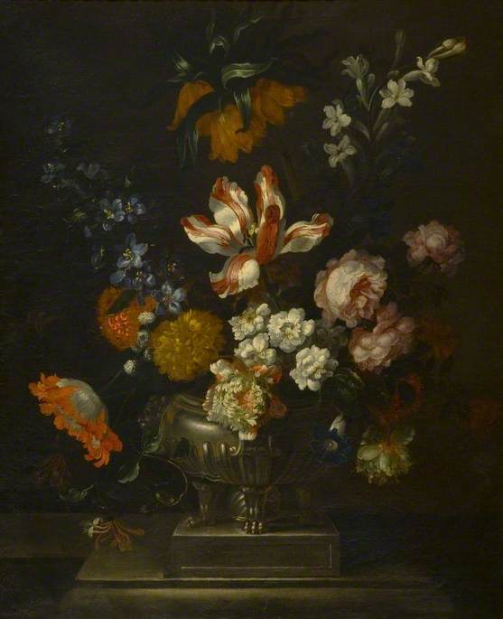 Flowers In A Silver Dish — Jean Baptiste Monnoyer