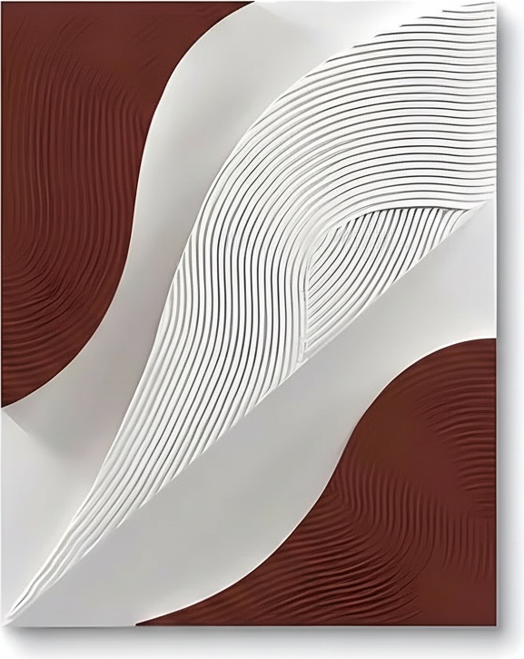 Burgundy & White 3d Abstract Wall Panel