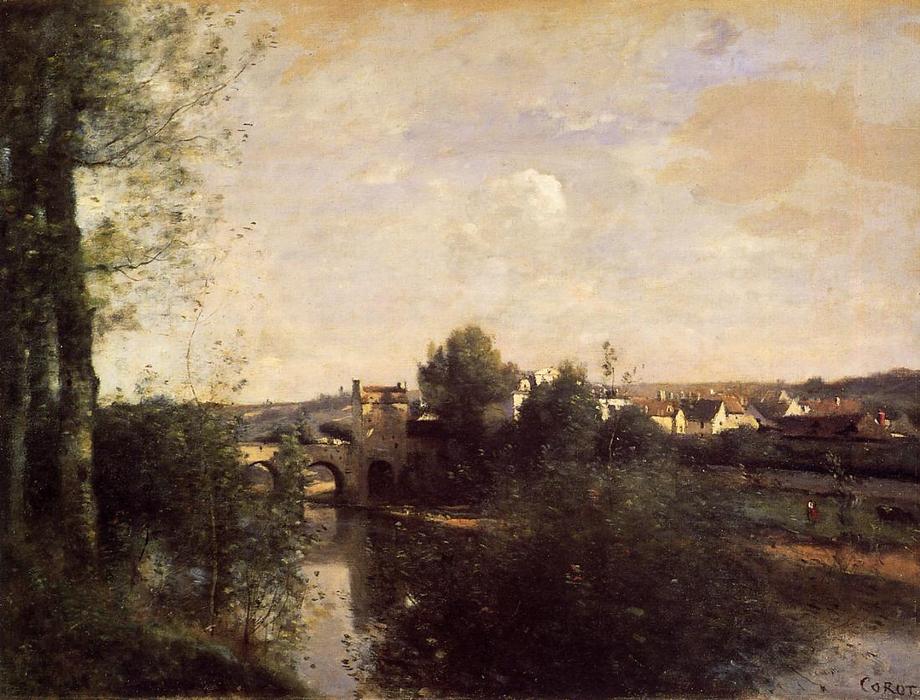 Old Bridge At Limay, On The Seine — Jean-baptiste-camille Corot