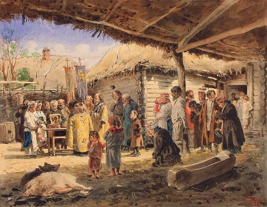 Prayer Service At The Farm In Ukraine — Vladimir Yegorovich Makovsky