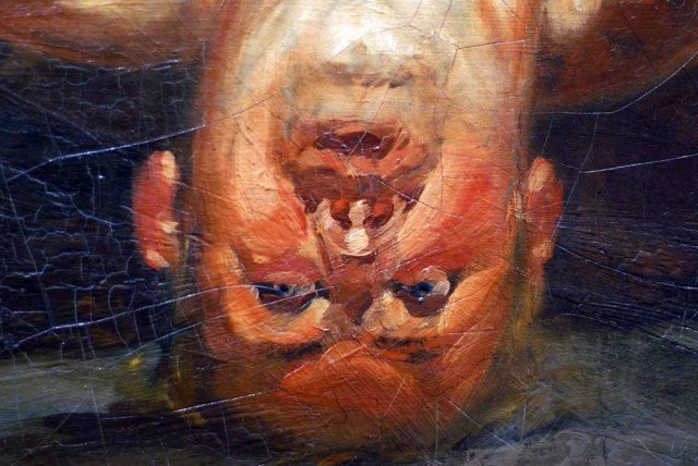 The Wrestlers. (face Of Wrestler Being Pinned To Mat Detail) — George Benjamin Luks