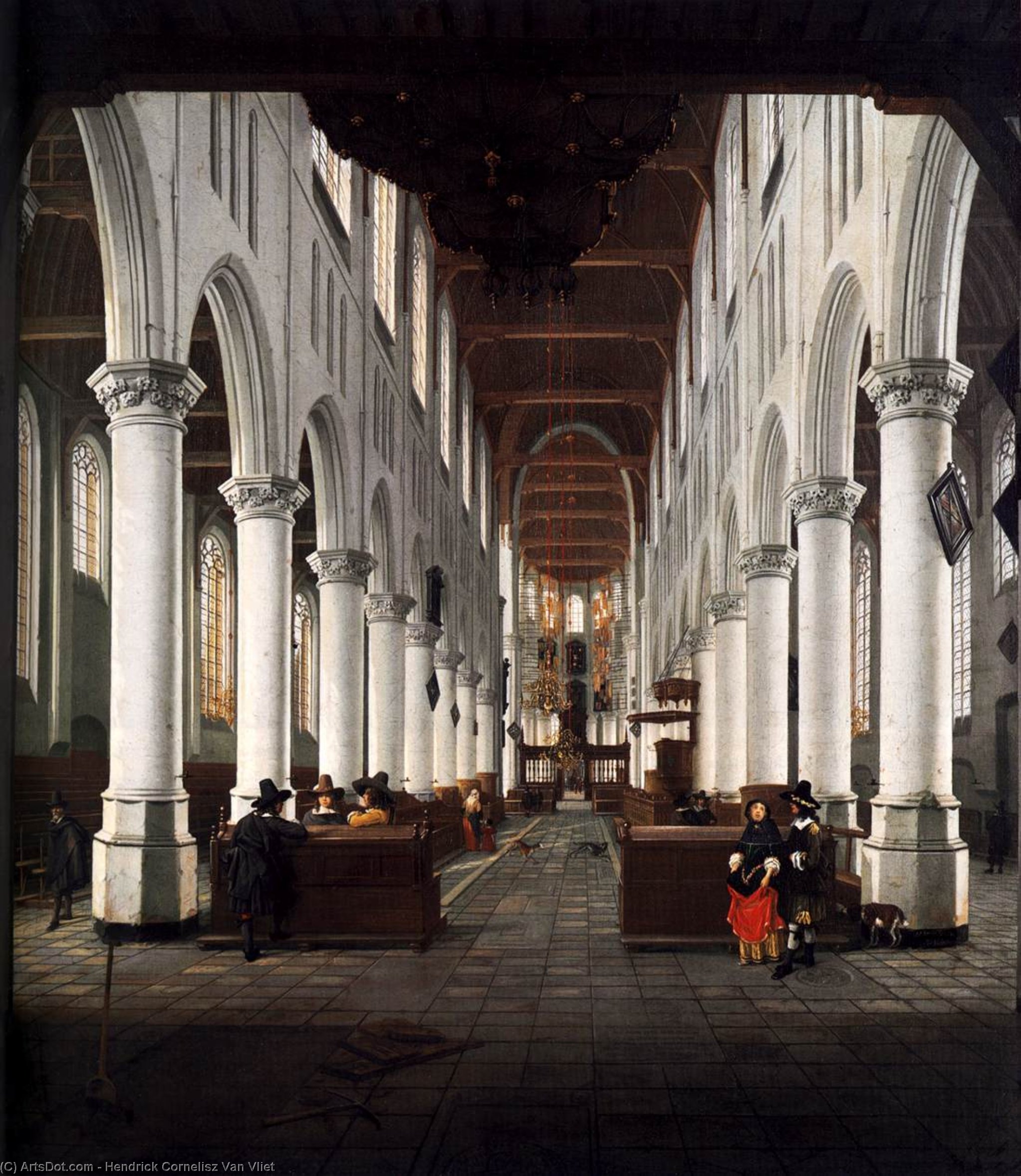 Interior Of The Nieuwe Kerk, Delft, From Beneath The Organ Loft At The Western Entrance — Hendrick Cornelisz Van Vliet