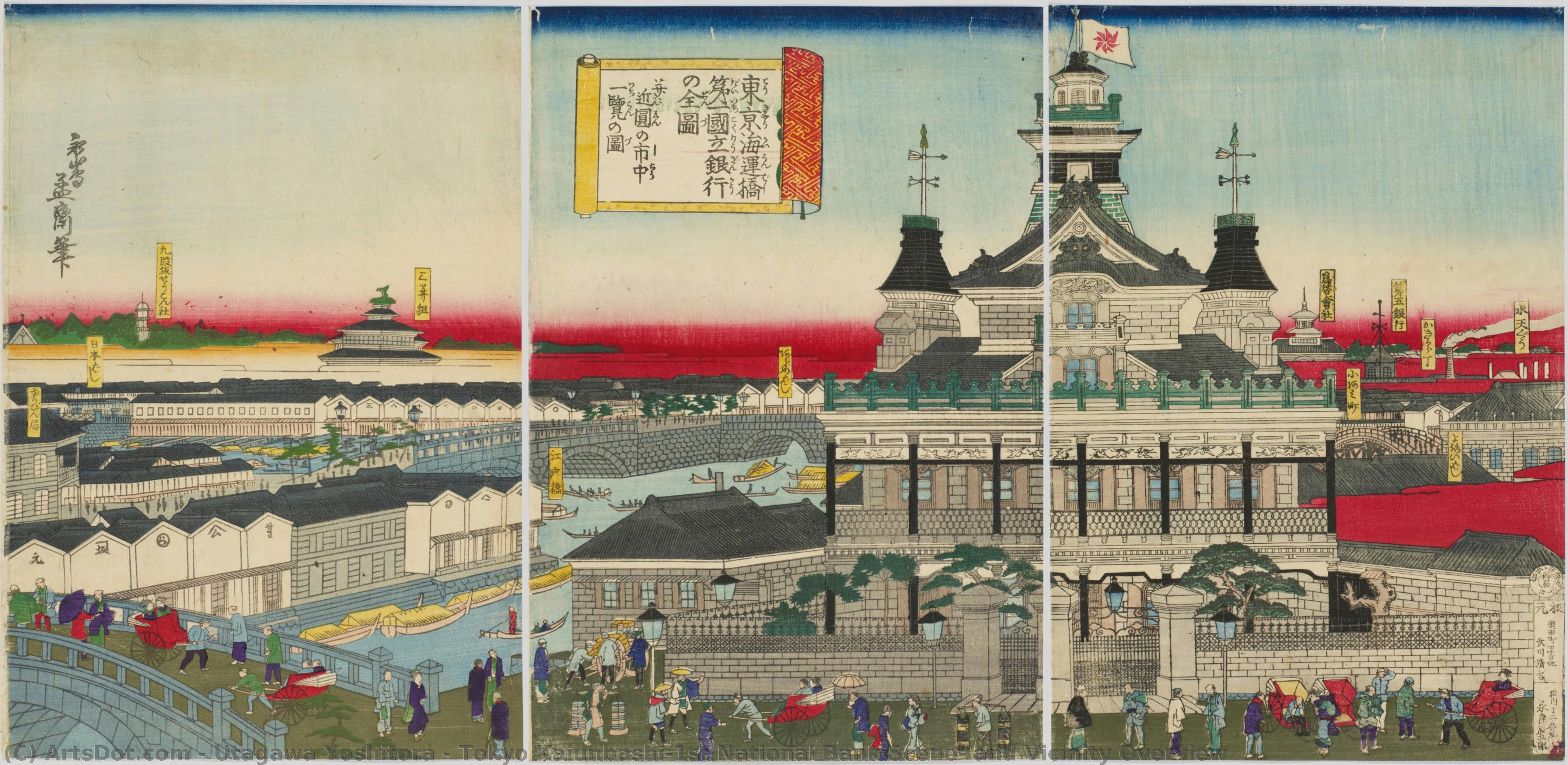 Tokyo Kaiunbashi,1st National Bank Scene, And Vicinity Overview — Utagawa Yoshitora