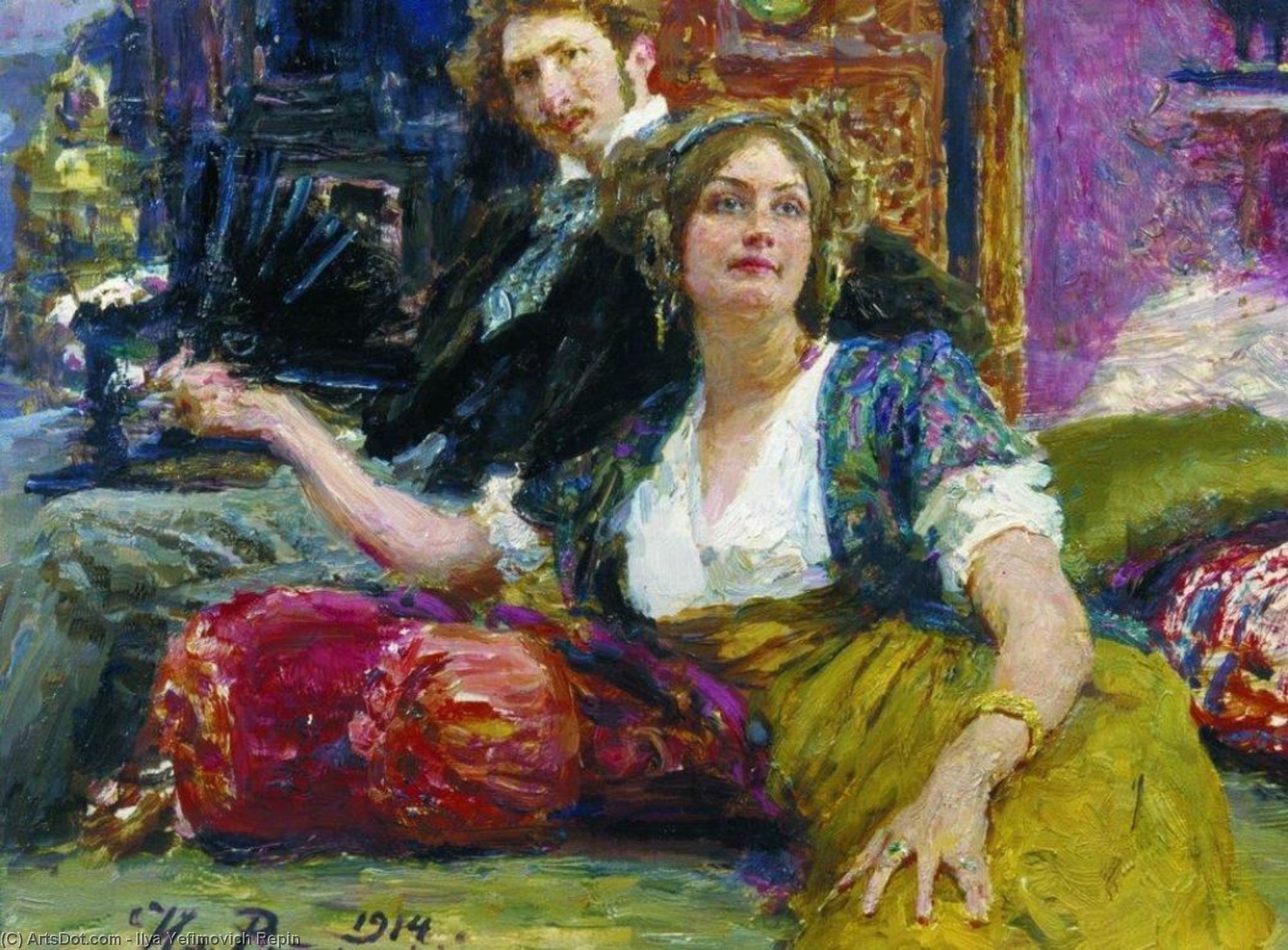 Portrait Of Poet, Prose Writer, Translator And Dramatist Sergei Mitrofanovich Gorodetsky With His Wife — Ilya Yefimovich Repin