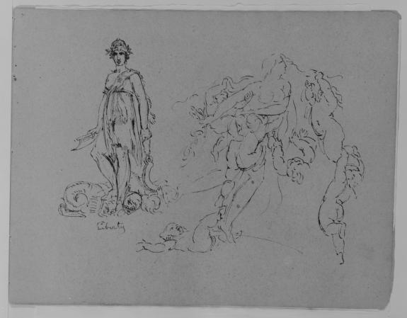 Liberty Figure; Fleeing Nude Female Figure With Putti — Thomas Sully