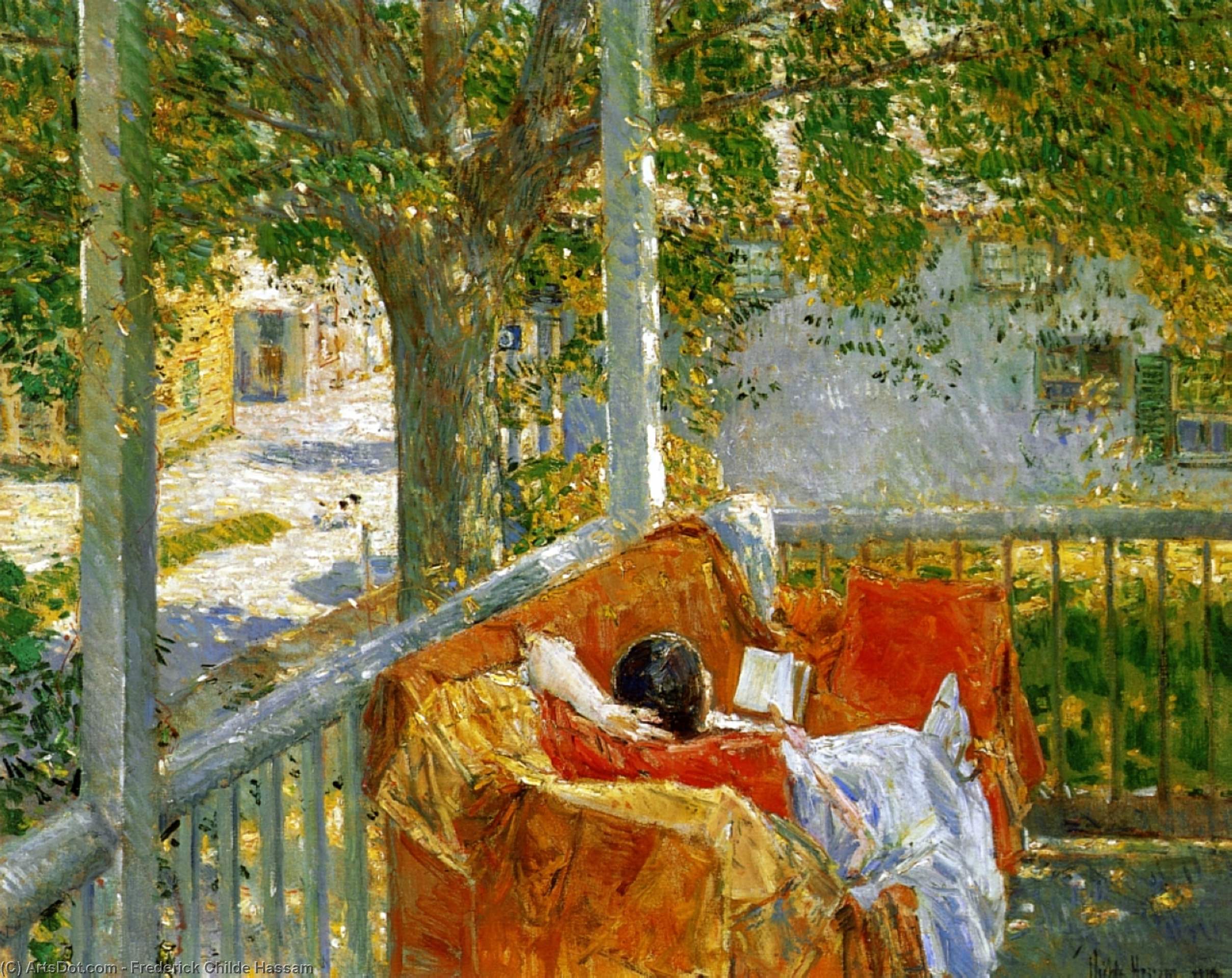 Couch On The Porch, Cos Cob — Frederick Childe Hassam