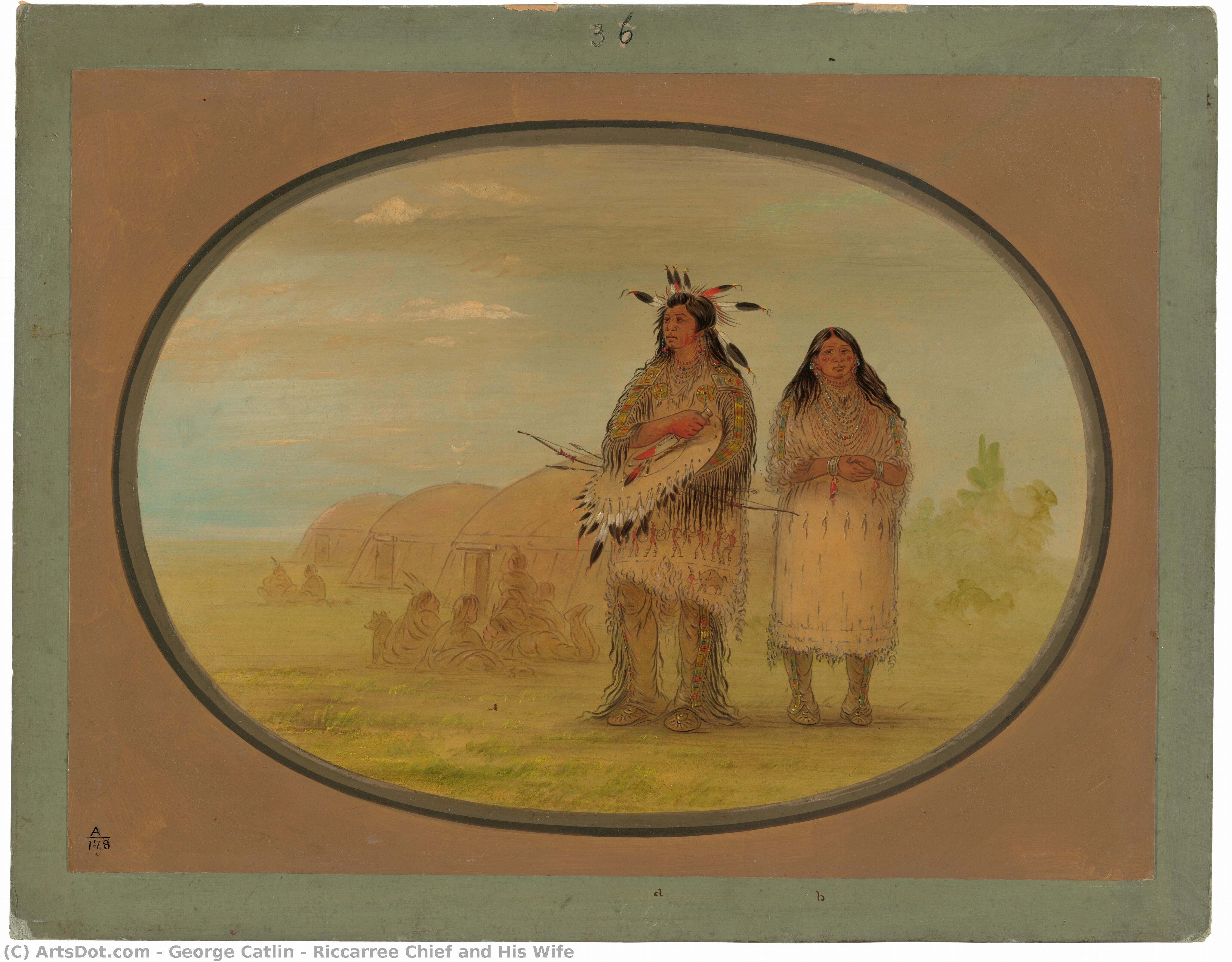 Riccarree Chief And His Wife — George Catlin
