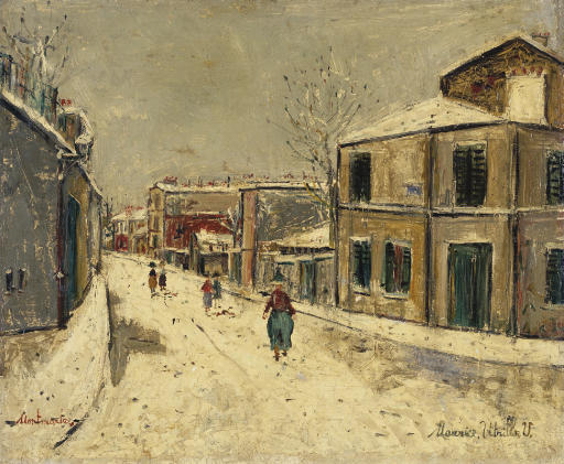 Rue De L'abreuvoir In The Snow In Montmartre — Maurice Utrillo