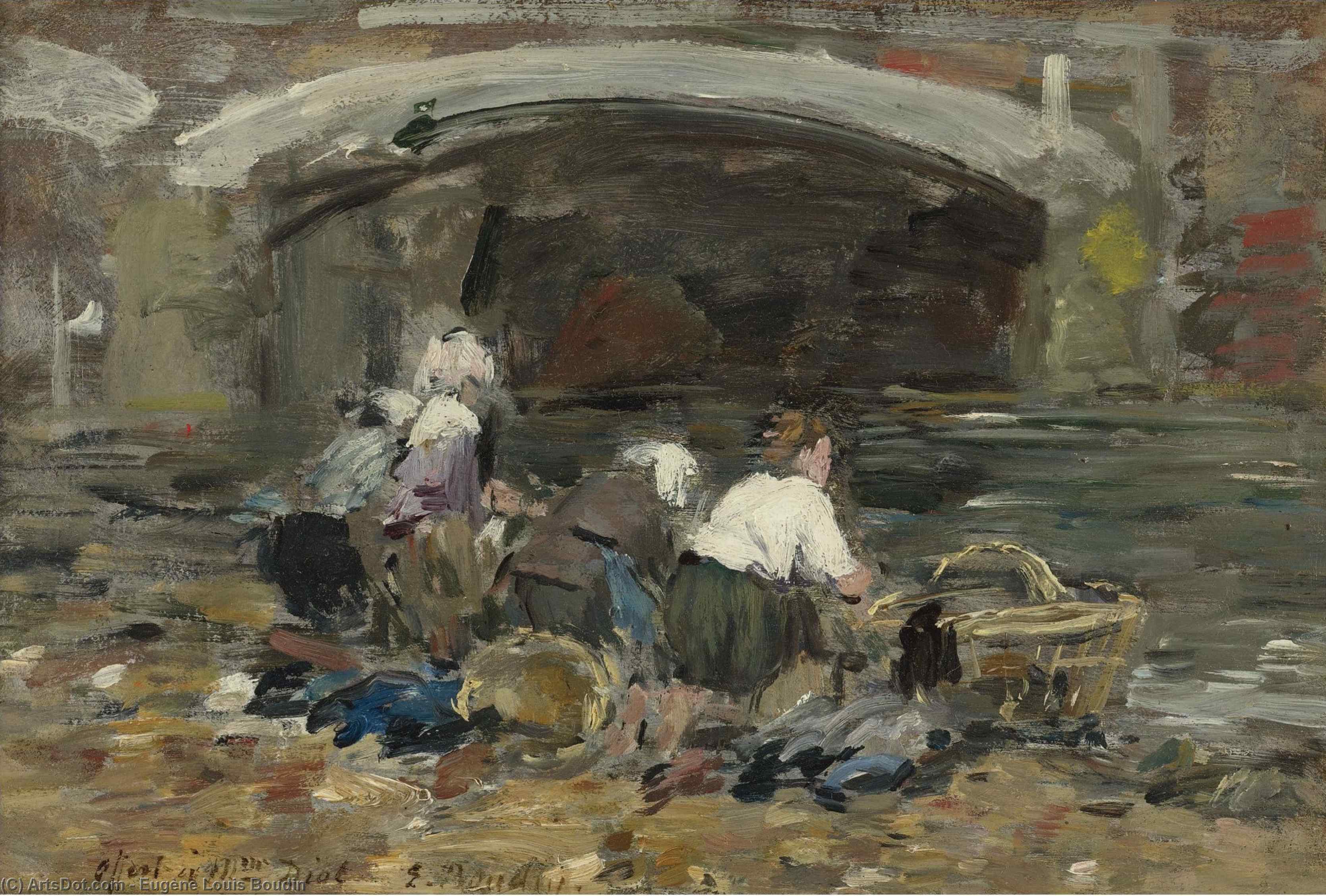 Laundresses Near A Bridge — Eugène Ludović Boudin