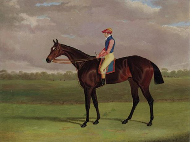 Bessy Bedlam, A Brown Racehorse With Tommy Lye Up, In A Landscape — John Frederick Herring Senior