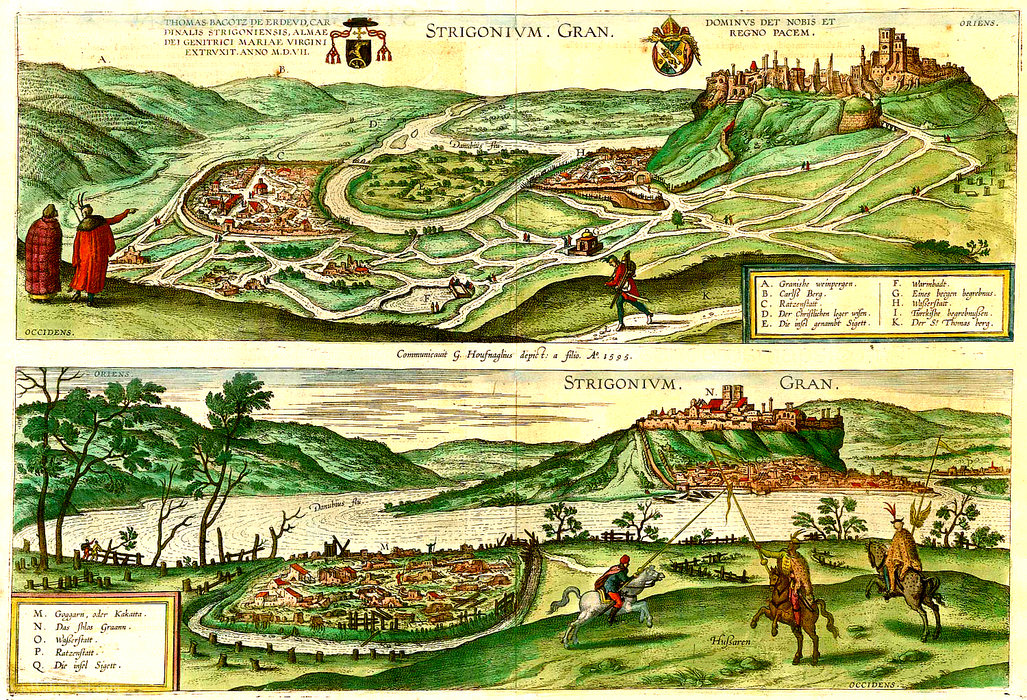 Antique Map Of (hungary) Esztergom By Braun ^ Hogenberg (1595) — Georg Hoefnagel
