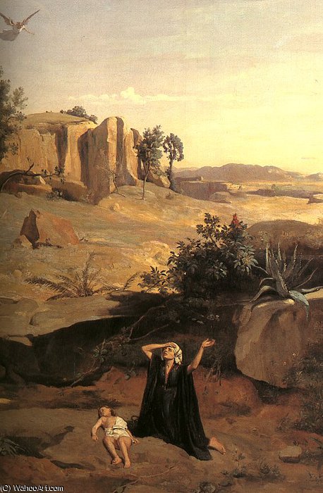 Hagar In The Wilderness, Detail, Oil On Canvas, — Jean-baptiste-camille Corot