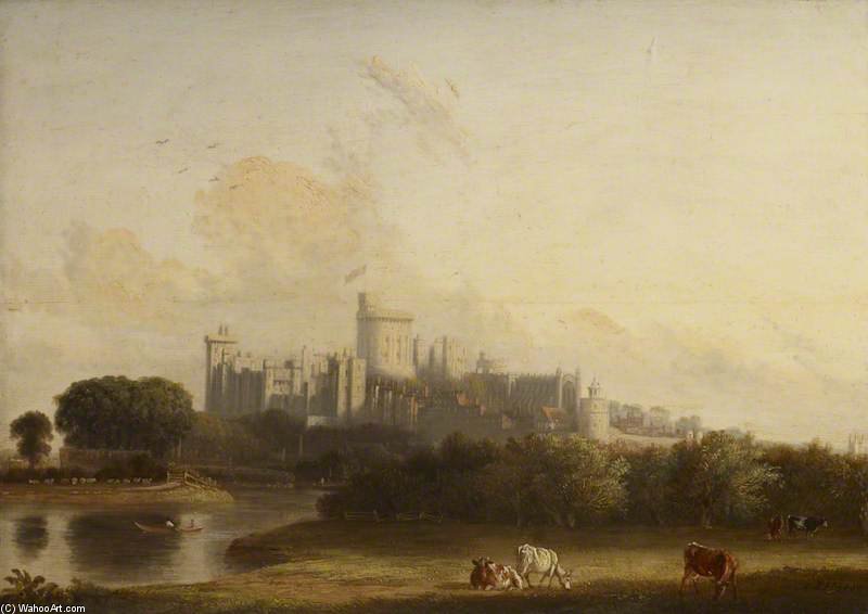 View Of Windsor Castle, With Cows In Pasture — Edmund Bristow