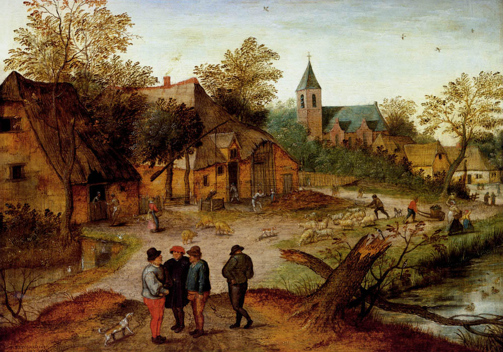 A Village Landscape With Farmers — Pieter Bruegel The Younger