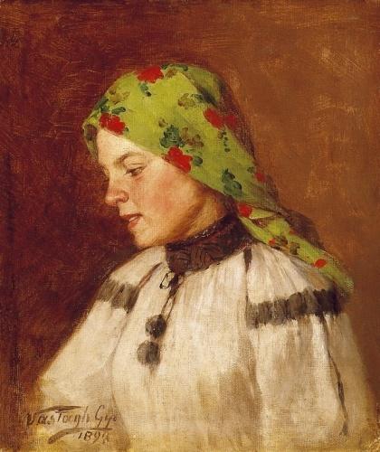 Woman In Green Head Scarf — György Vastagh