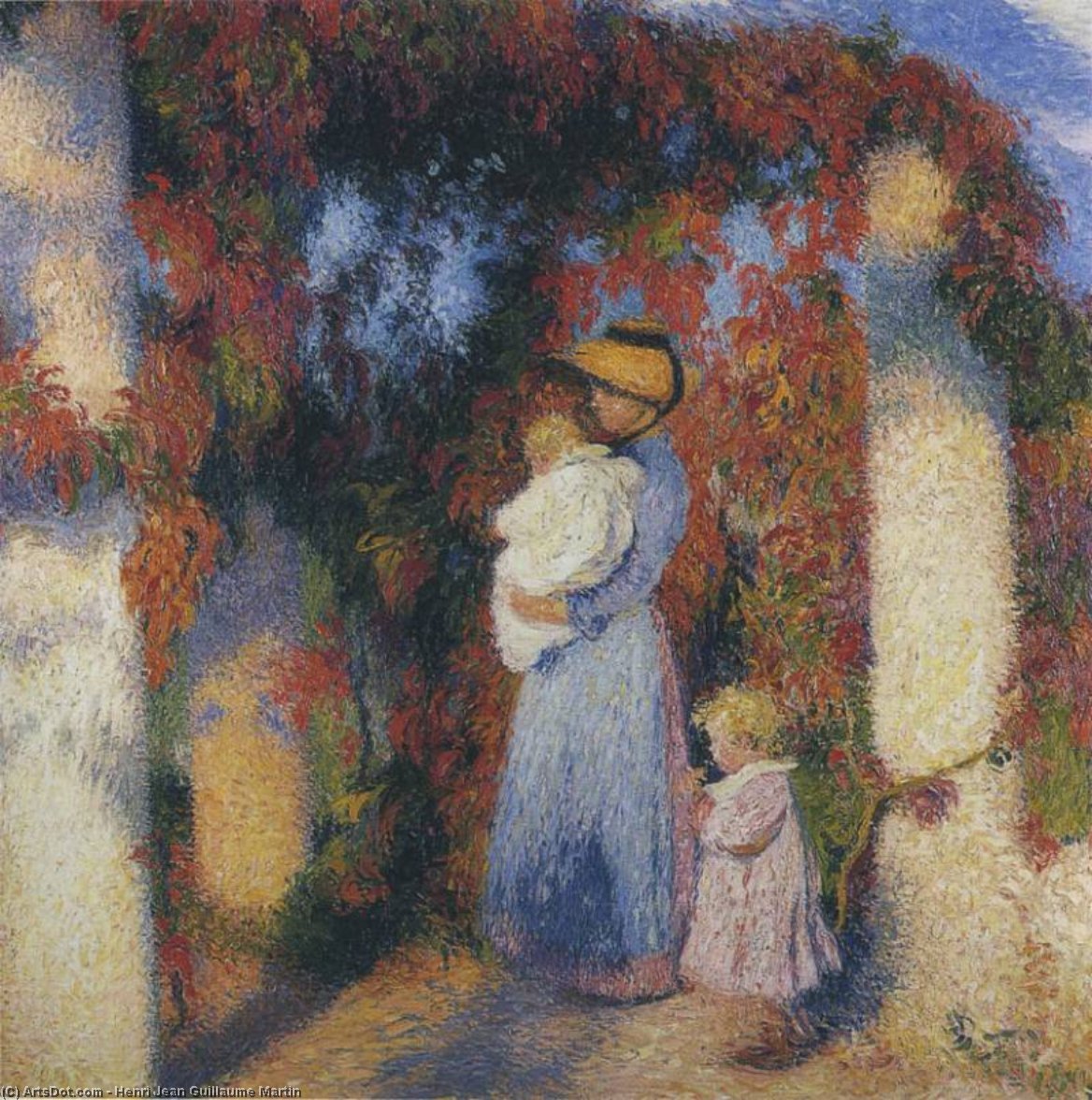 Mother And Child In Pergola At Marquayrol — Henri Jean Guillaume Martin
