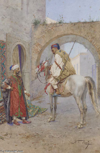 The Carpet Seller And Horseman — Giulio Rosati