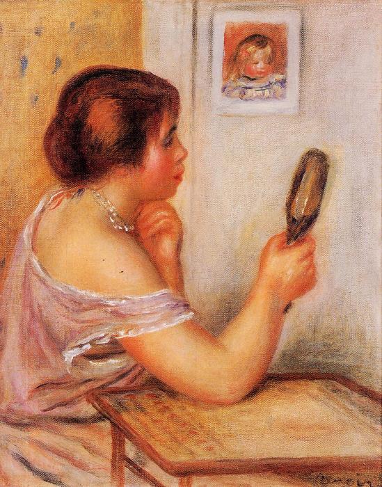 Gabrielle Holding A Mirror With A Portrait Of Coco — Pierre-auguste Renoir