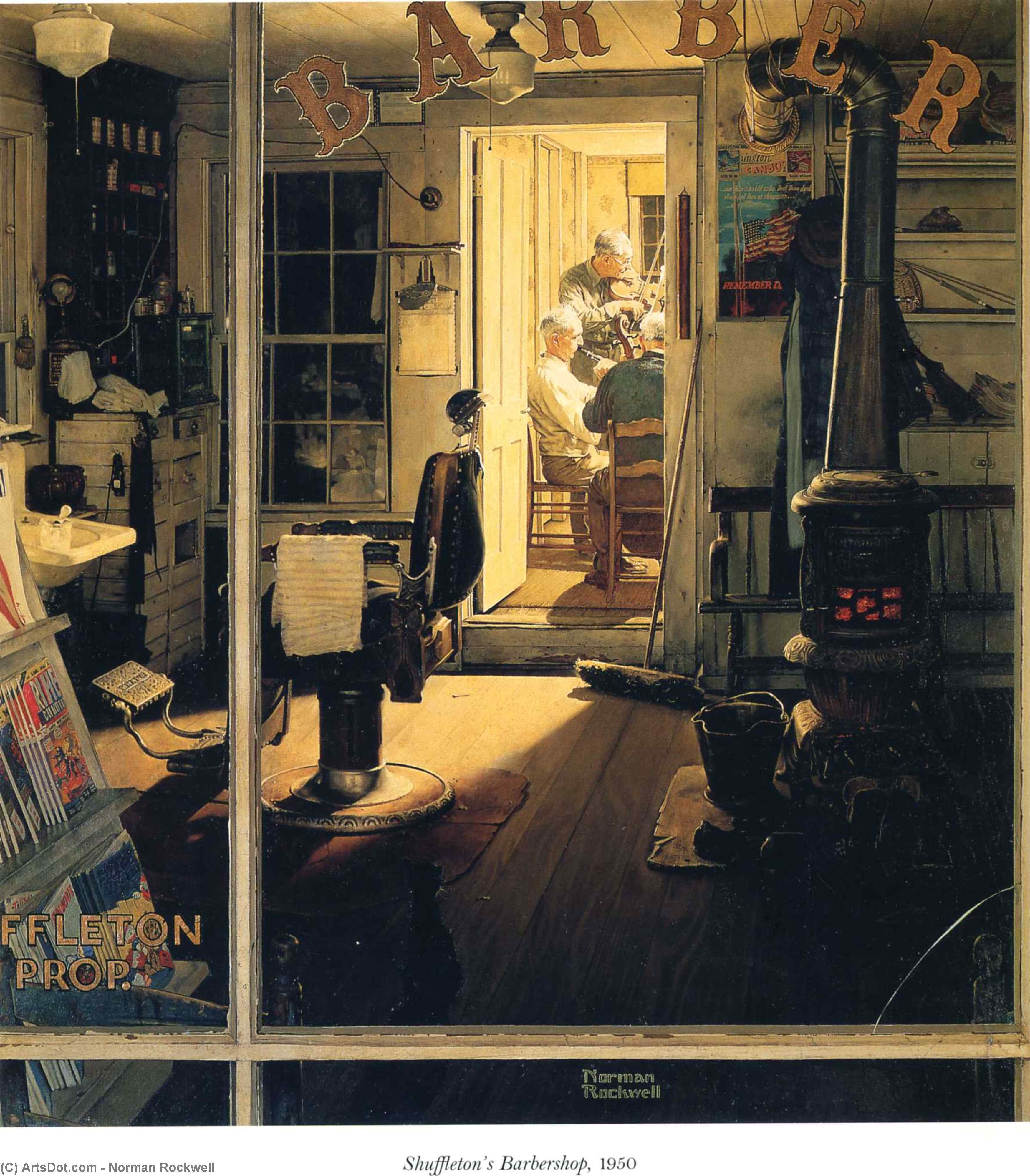 Shuffleton's Barbershop — Norman Rockwell