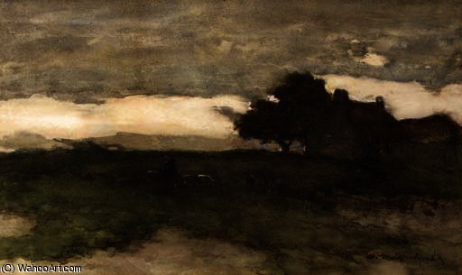 Shepherd With Flock In A Polder Landscape — Jan Vajsenbruh