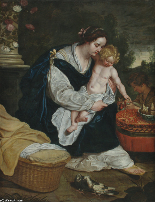 La Virgen Y El Niño Con San Juan Bautista — Abraham Janssens