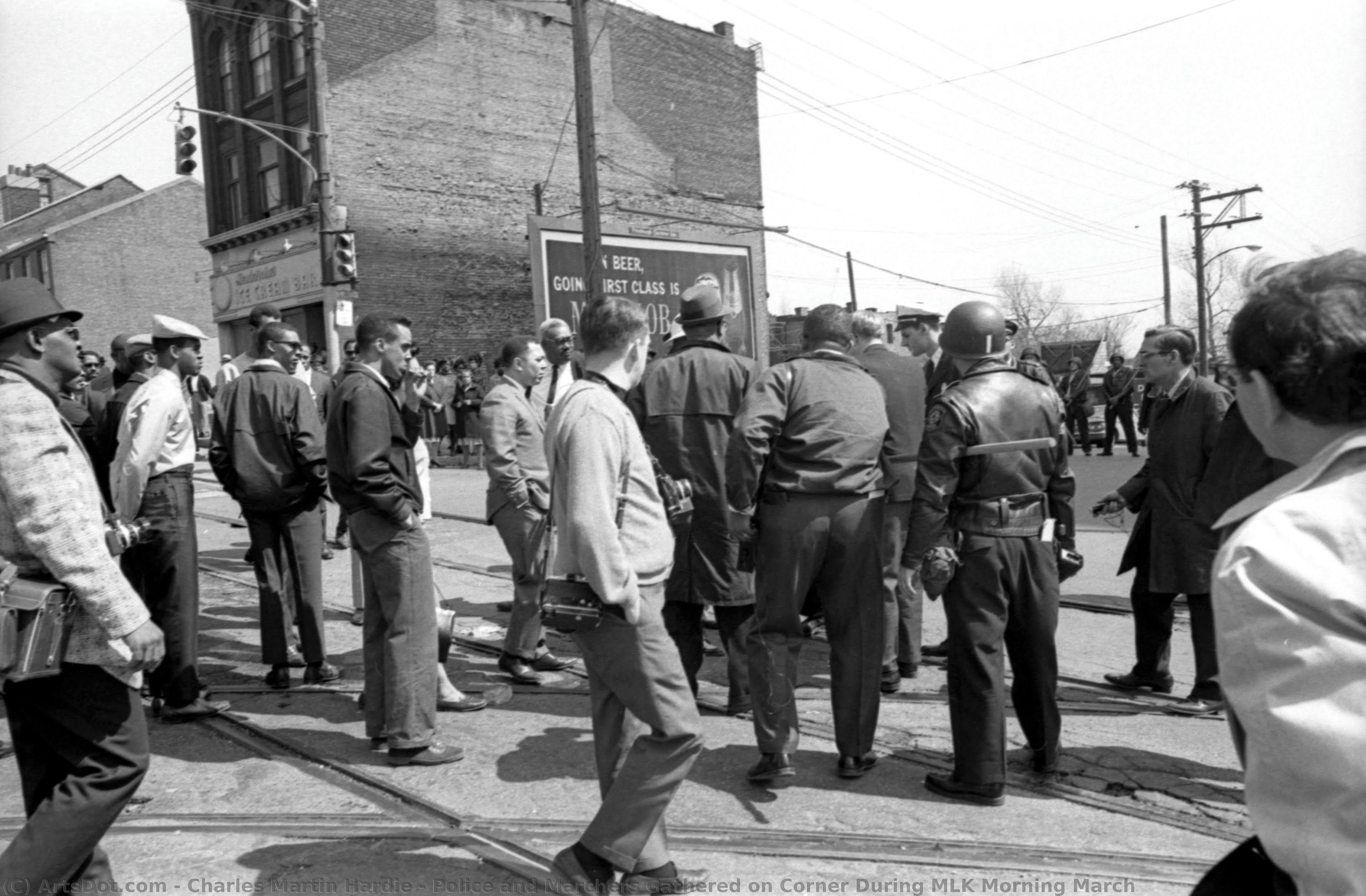 Police And Marchers Gathered On Corner During Mlk Morning March — Charles Martin Hardie