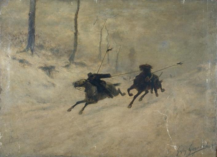 Eclaireurs En Fuite Sur La Neige — Gaston Guignard