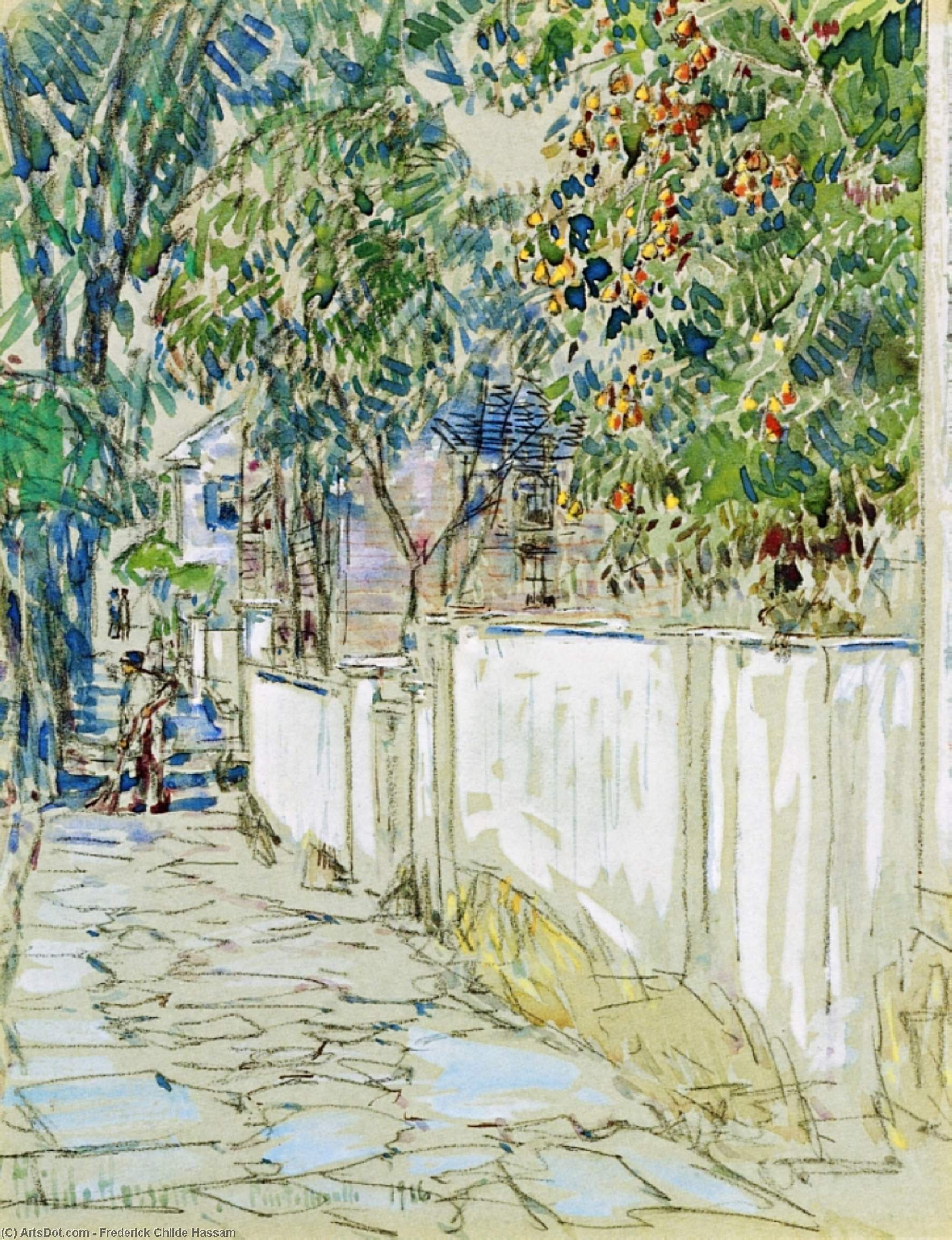 Flagstone Sidewalk, Portsmouth, New Hampshire — Frederick Childe Hassam