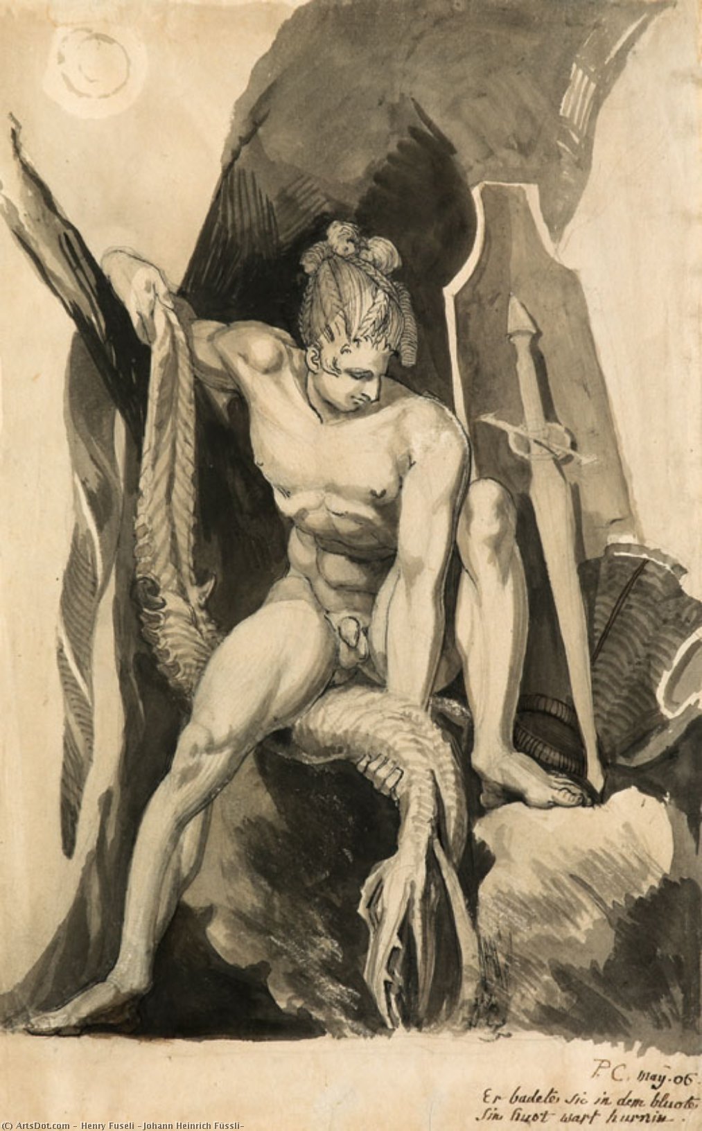 Siegfried Having Slain Fafner The Snake — Johann Heinrich Füssli