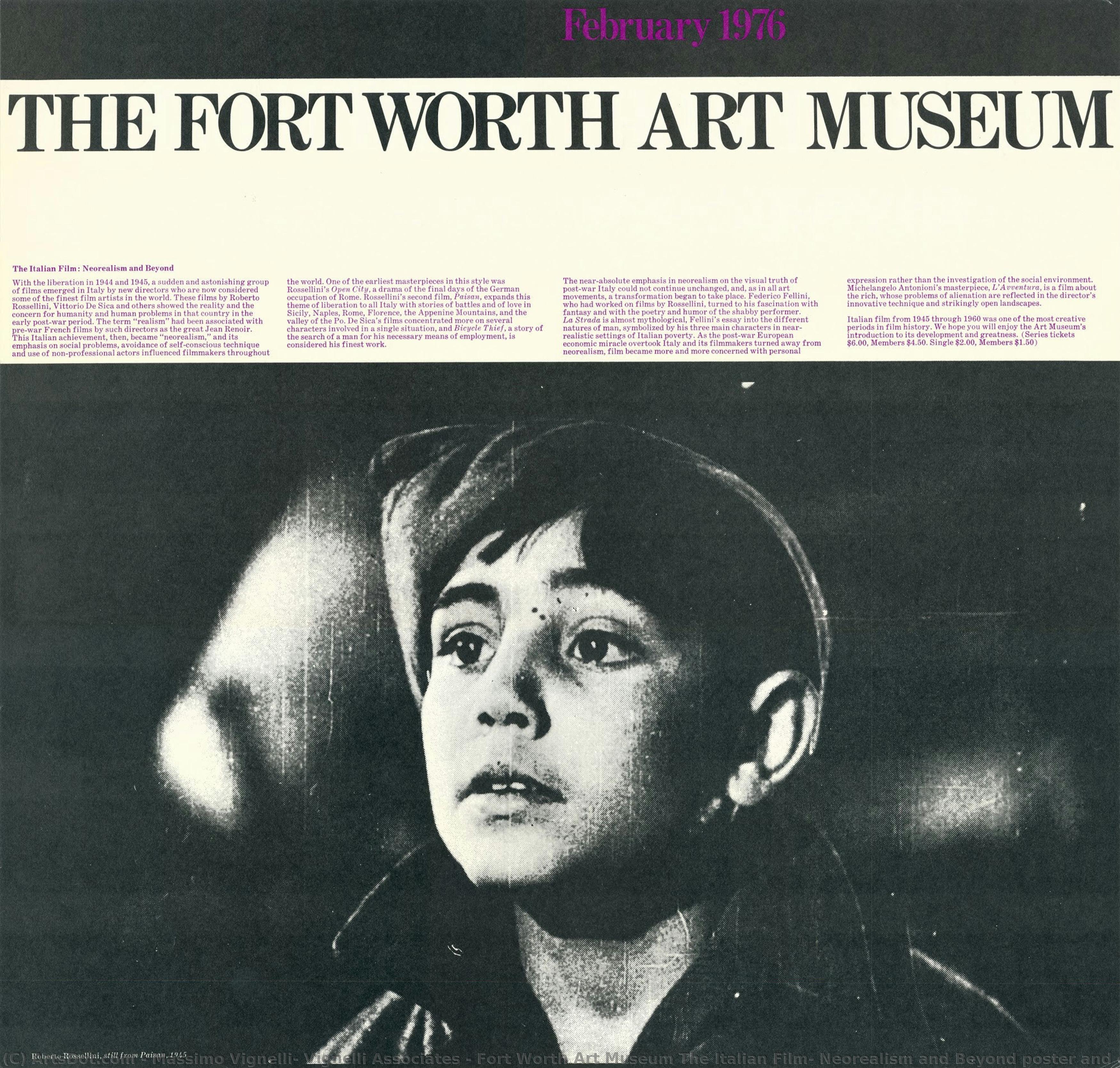 Fort Worth Art Museum El Cine Italiano: Neorrealismo Y Más Allá Póster Y Calendario De Eventos [vista Frontal] — Massimo Vignelli, Vignelli Associates
