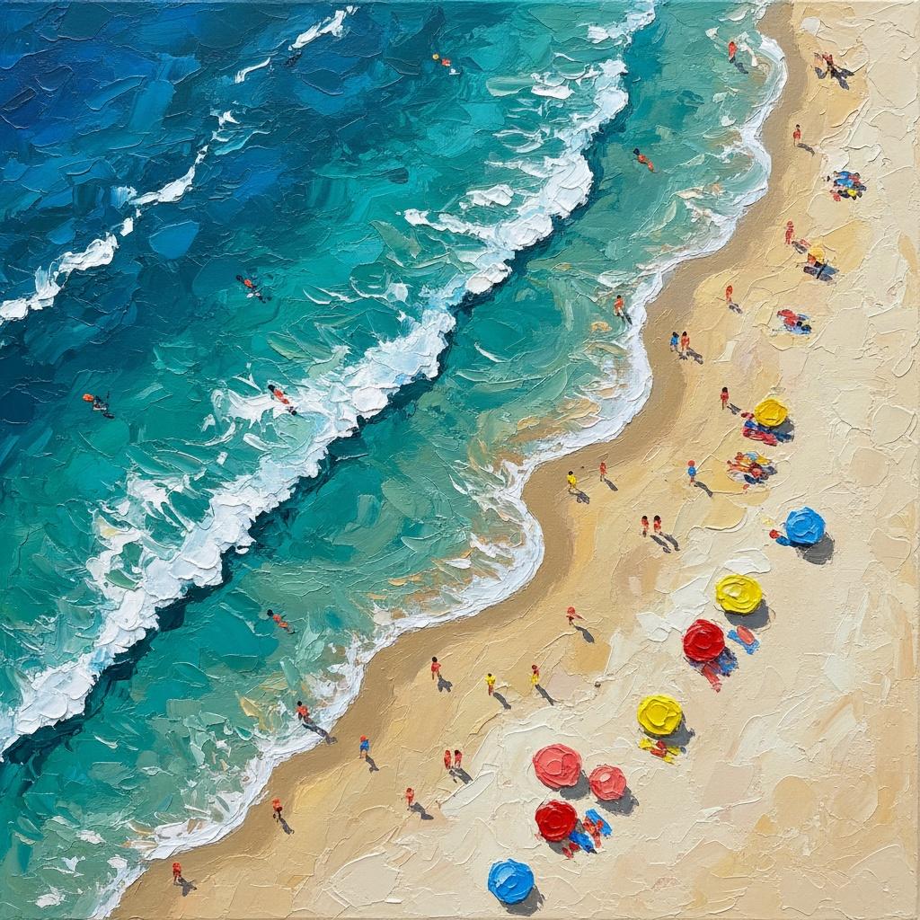 Azure Rhythms: A Singular Impression Of Sunlit Shores And Tides — David Moreau