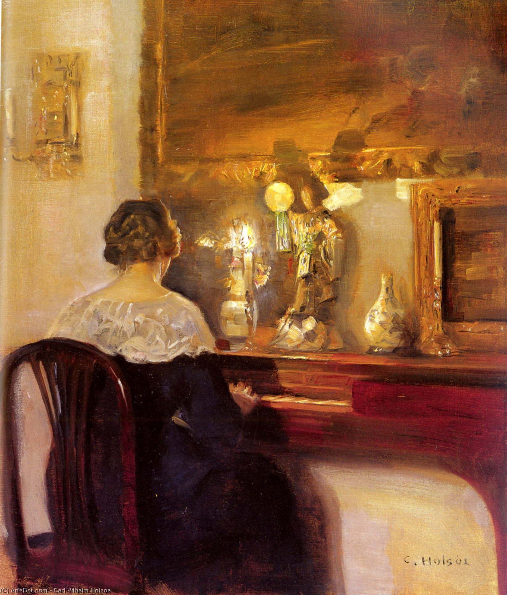 A Lady Playing The Spinet Large Arc — Carl Vilhelm Holsoe