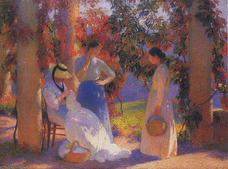 Women Sewing At The Pergoal In Marquayrol — Henri Jean Guillaume Martin