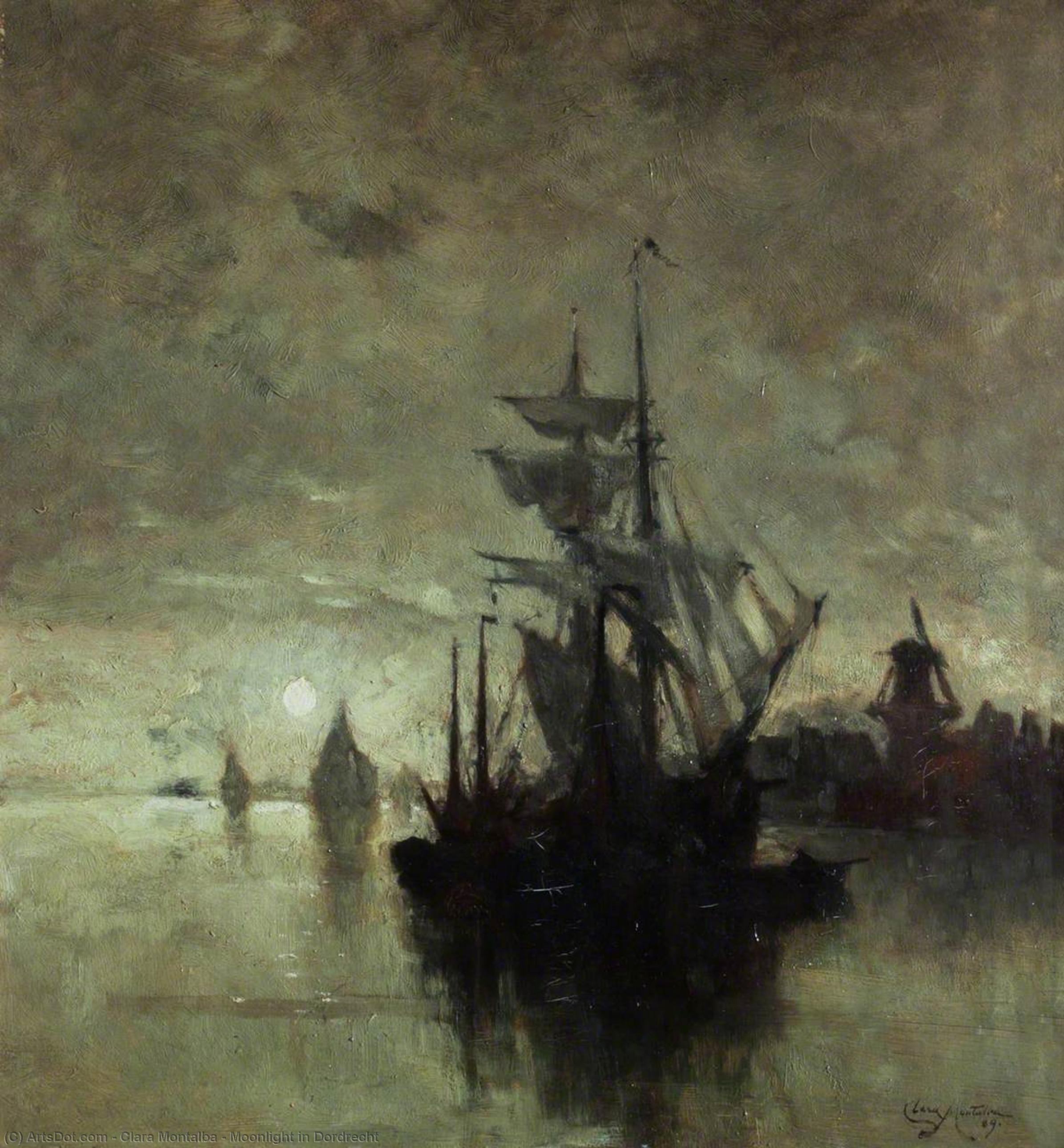 Moonlight In Dordrecht — Clara Montalba
