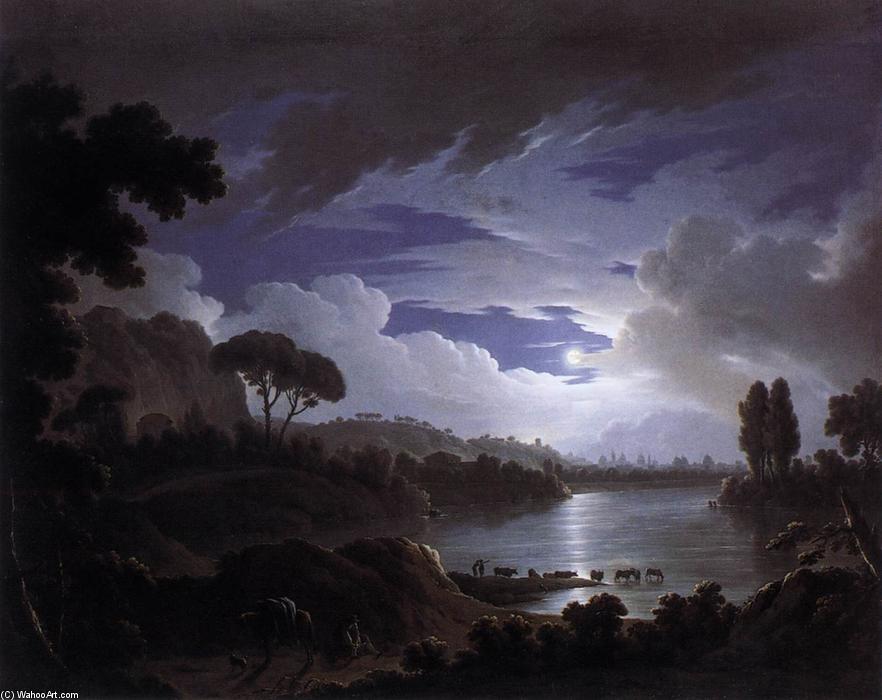 Moonlit Scene On The Tiber Near Rome — Michael Wutky