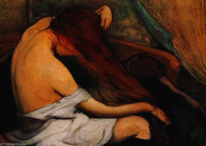 Woman Brushing Her Hair — Wladyslaw Slewinski