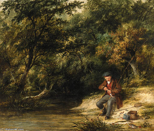 Fishing - A Scene At Magpie Island, Henley-on-thames — James Stark