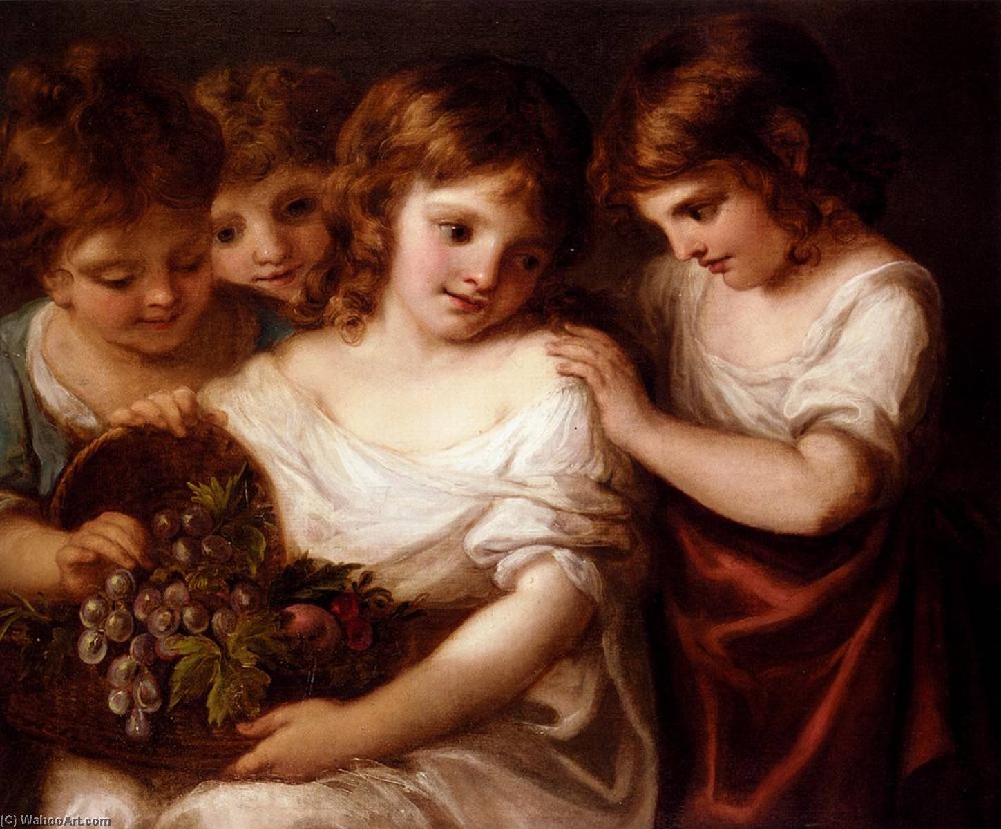 Four Children With A Basket Of Fruit — Angelica Kauffmann (maria Anna Angelika)