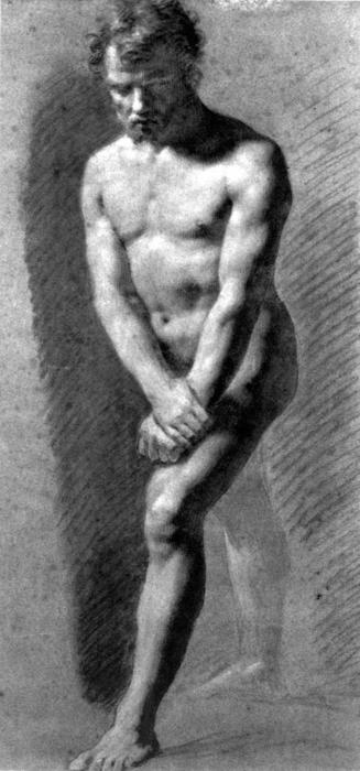 Male Nude Grasping His Wrists — Pierre-paul Prud'hon